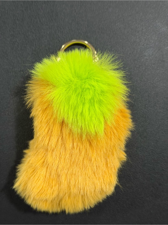 None Accessories - Yellow & Lime Faux Fur Pom Pom Keychain - Stylish Bag Charm